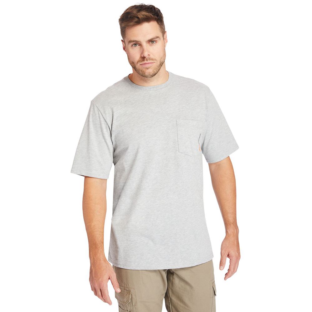 Camisetas Timberland Hombre Pro® Big & Tall Base Plate Short-Sleeve Gris - Chile UYI-340167